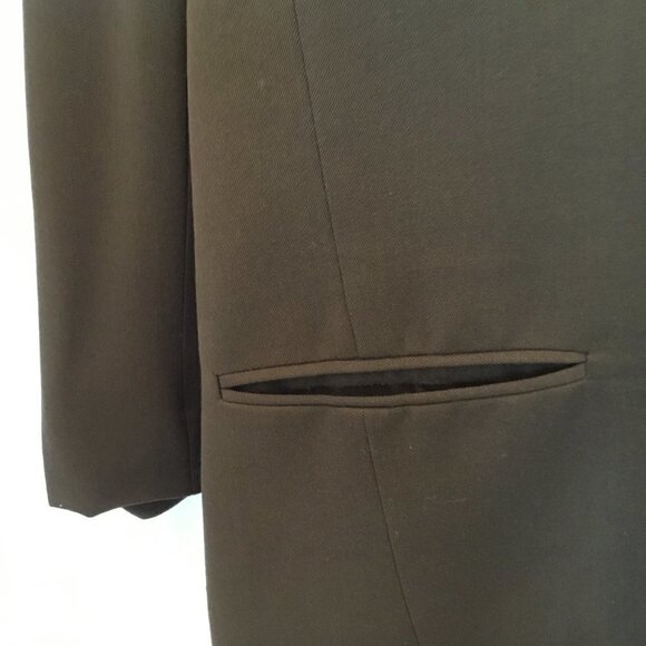 Jones New York Blazer Women's Sz 12 100% Wool Olive Green Fully Lined 2 Button - Picture 6 of 11